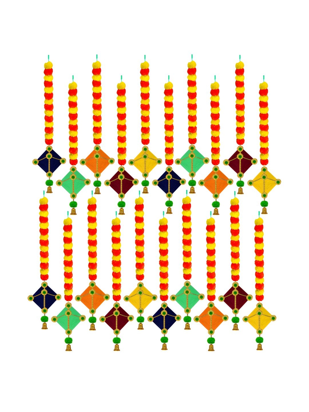 

iHandikart Yellow & Orange 20 Pieces Hanging Marigold Artificial Flower With Kite