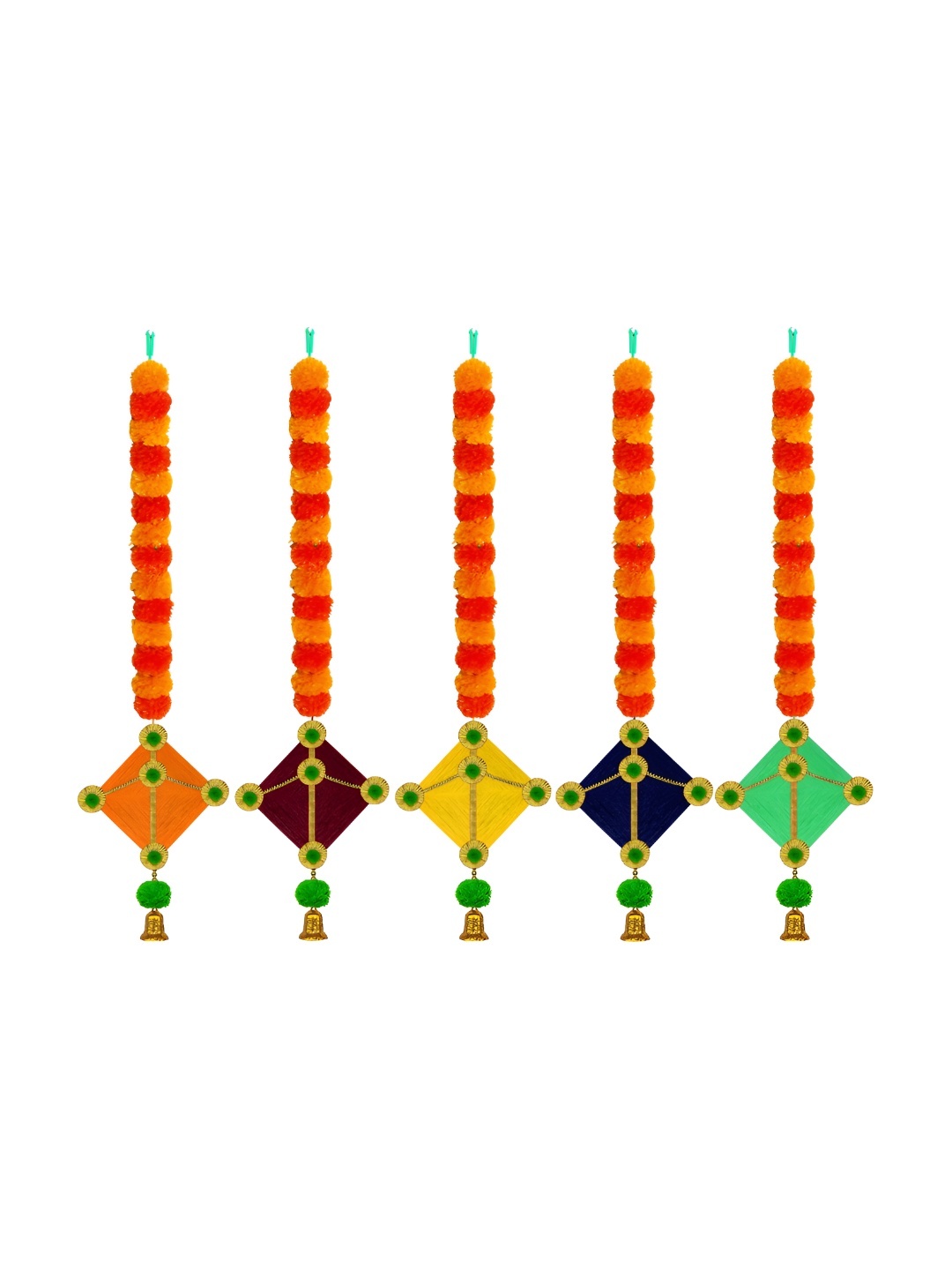 

iHandikart Orange Coloured 5 Pieces Hanging Marigold Artificial Flower With Kite