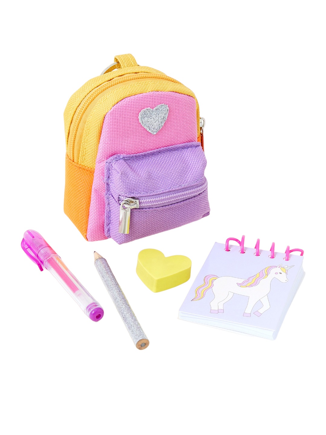 

Accessorize Girls Mini Backpack Keyring Stationery Set, Purple