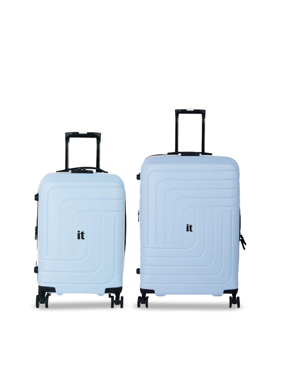 

IT luggage Set Of 2 Convolved Textured 24 inches Hard-Sided Trolley Suitcase, Blue