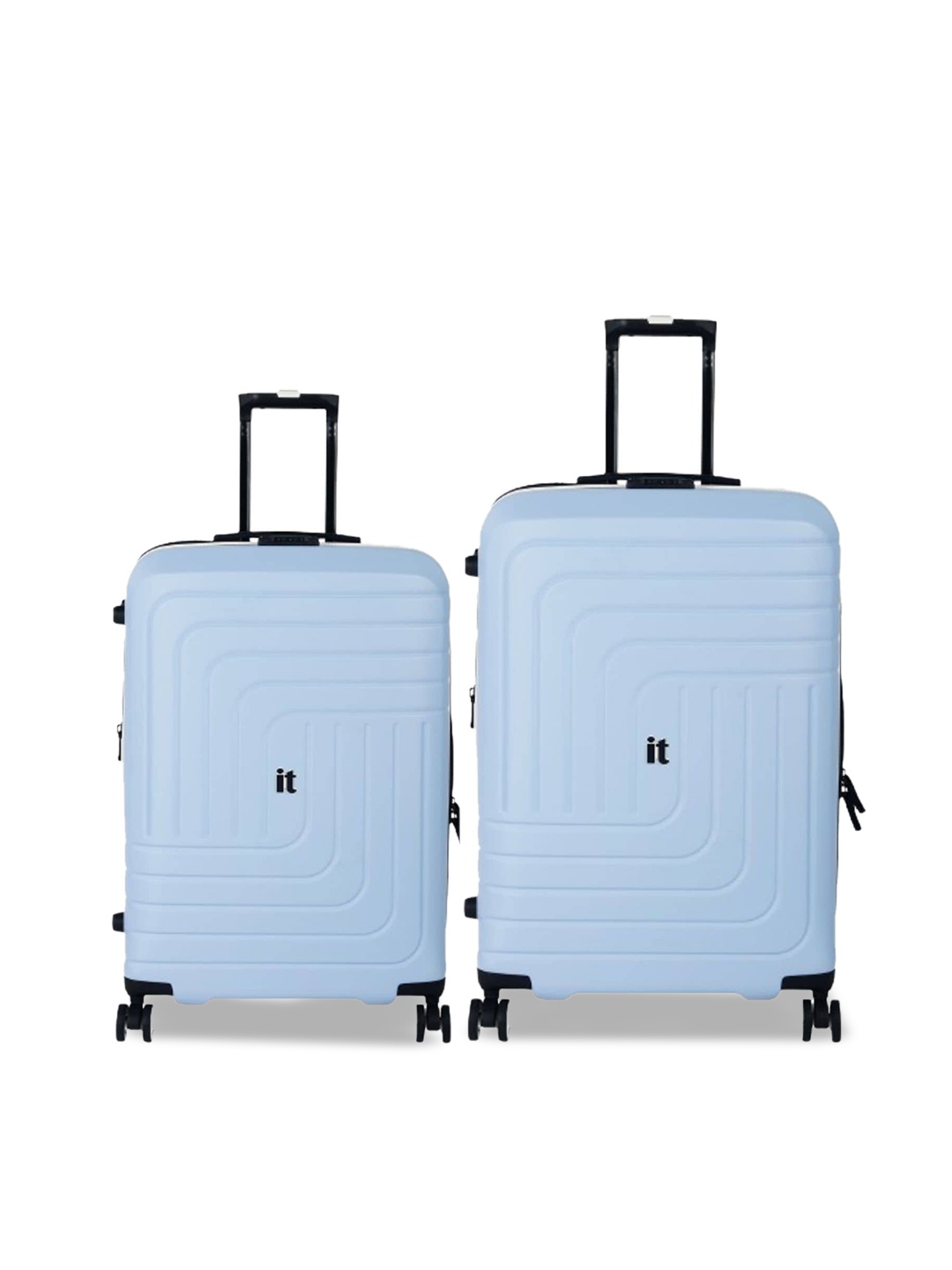 

IT luggage Convolved Set Of 2 Hard-Sided Large & Medium Trolley Suitcase, Blue