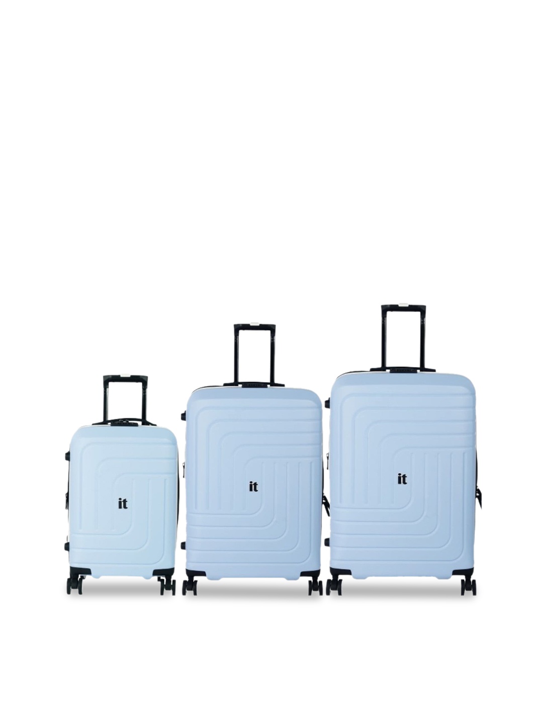 

IT luggage convolved Set Of 3 Hard-Sided Trolley Suitcases Bags-50.8,60.96,71.12cm, Blue