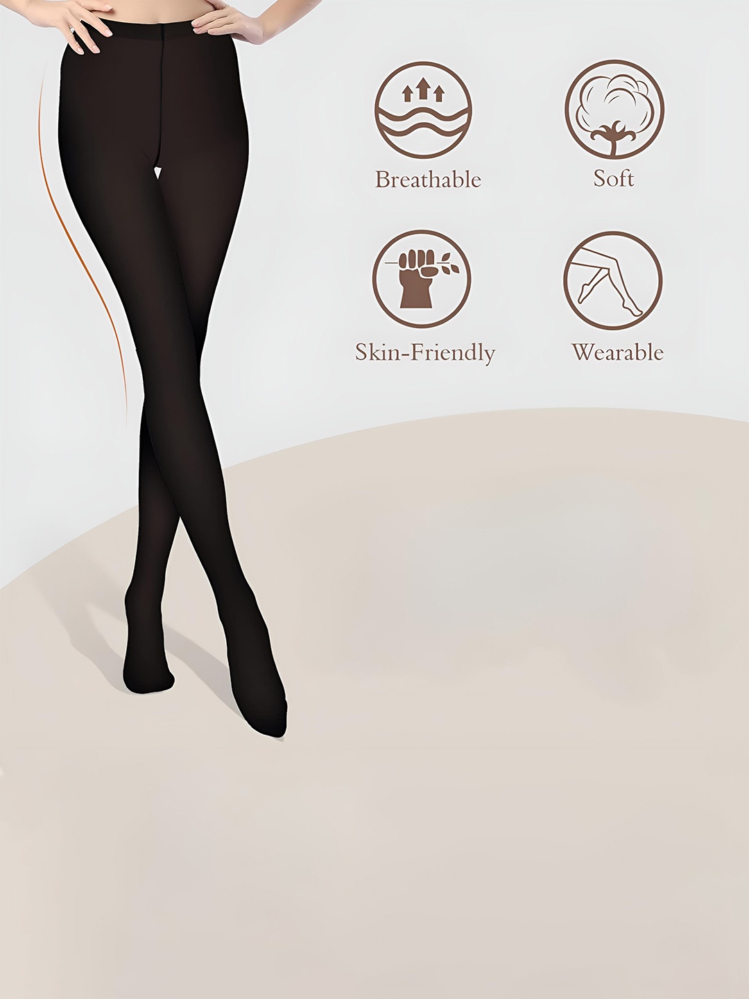 

Hill Islands Dual Tone Fake Translucent Fur Fleece Thermal Sheer Look Stockings, Black