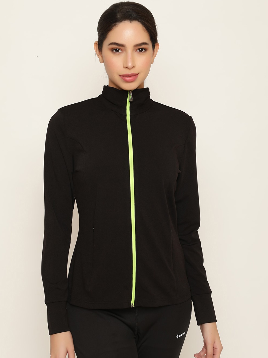 

STUDIOACTIV Mock Collar Training Or Gym Sporty Jacket, Black