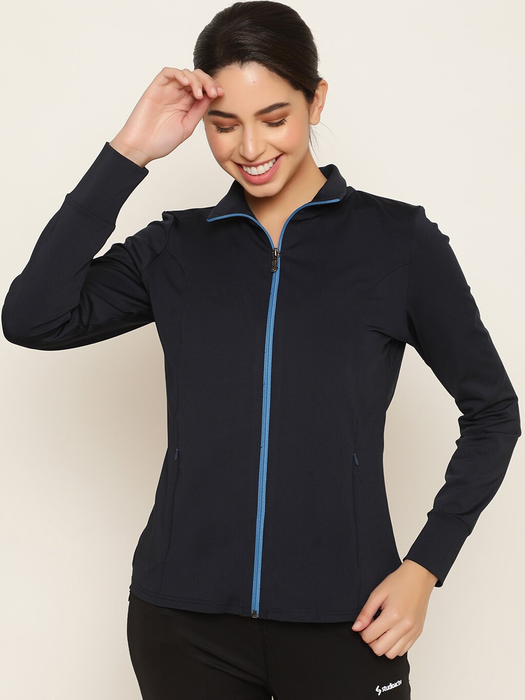 

STUDIOACTIV Mock Collar Sporty Jacket, Navy blue