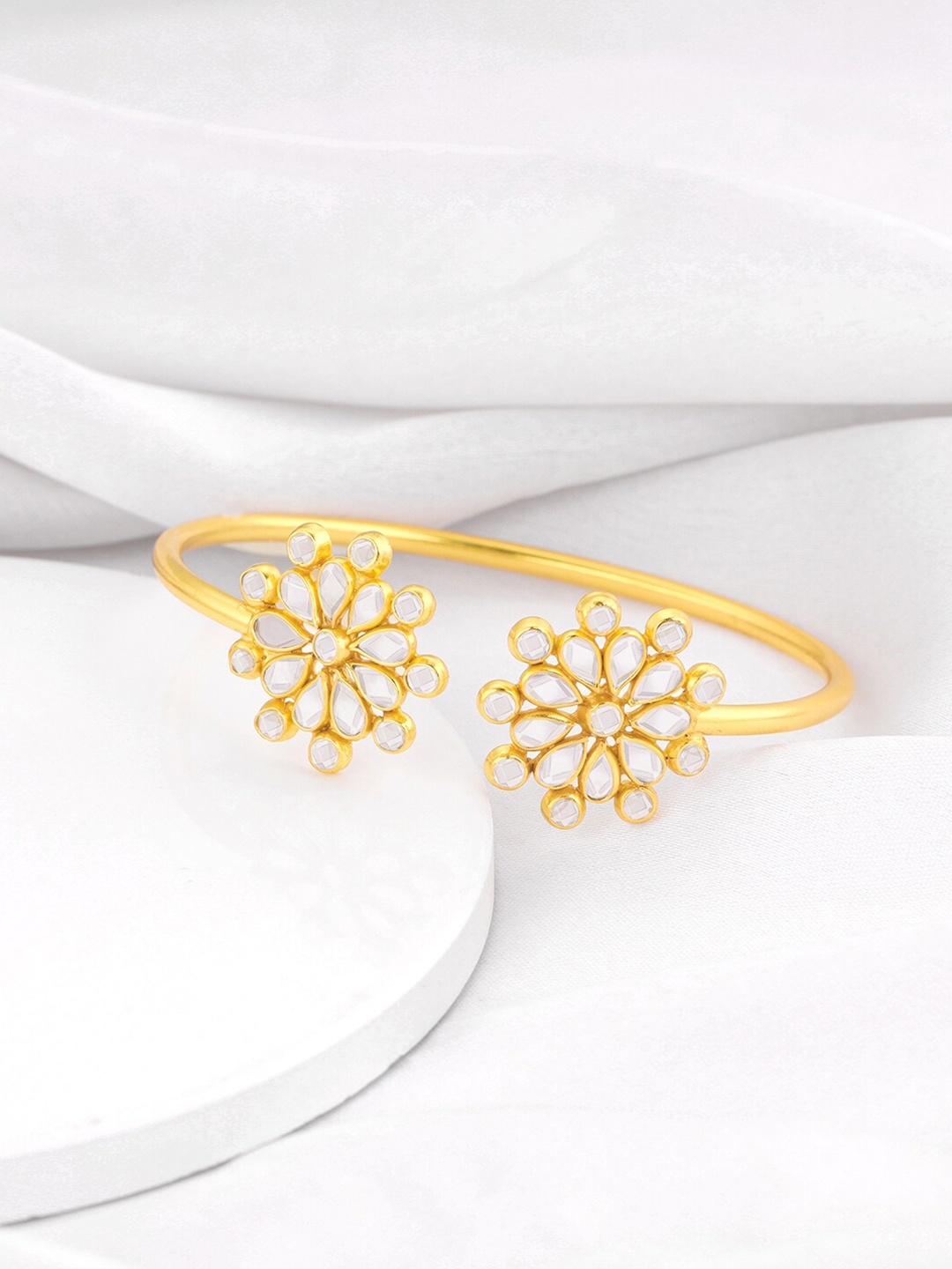 

GIVA Women 925 Sterling Silver Gold-Plated Artificial Stones-Studded Cuff Bracelet