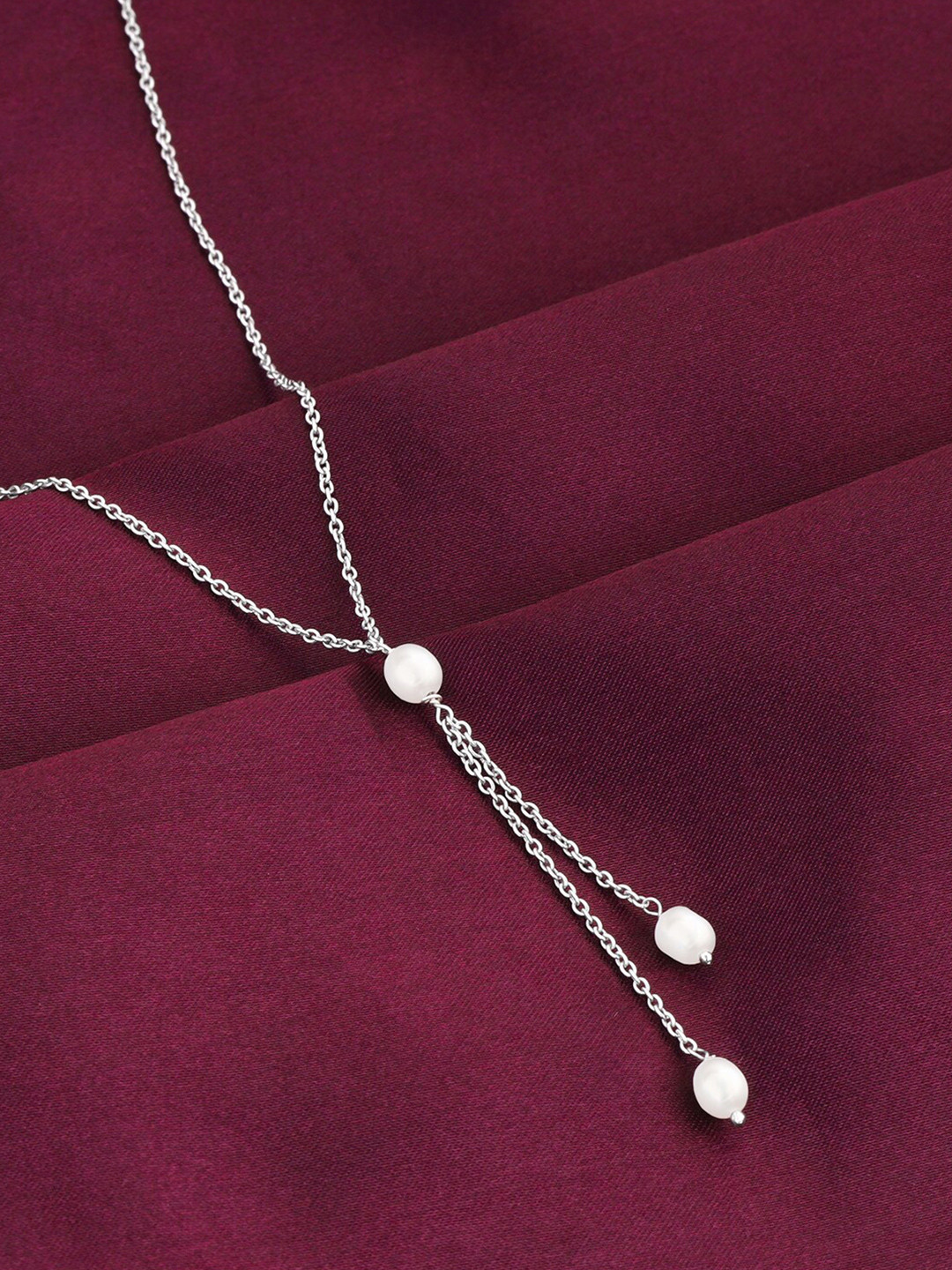 

GIVA 925 Sterling Silver Rhodium-Plated Pearl Beaded Necklace