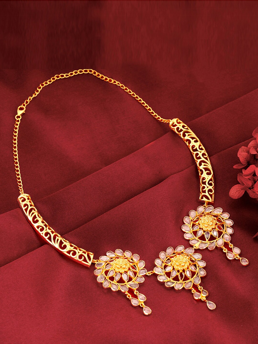 

GIVA 925 Sterling Silver Gold-Plated Stone-Studded Necklace