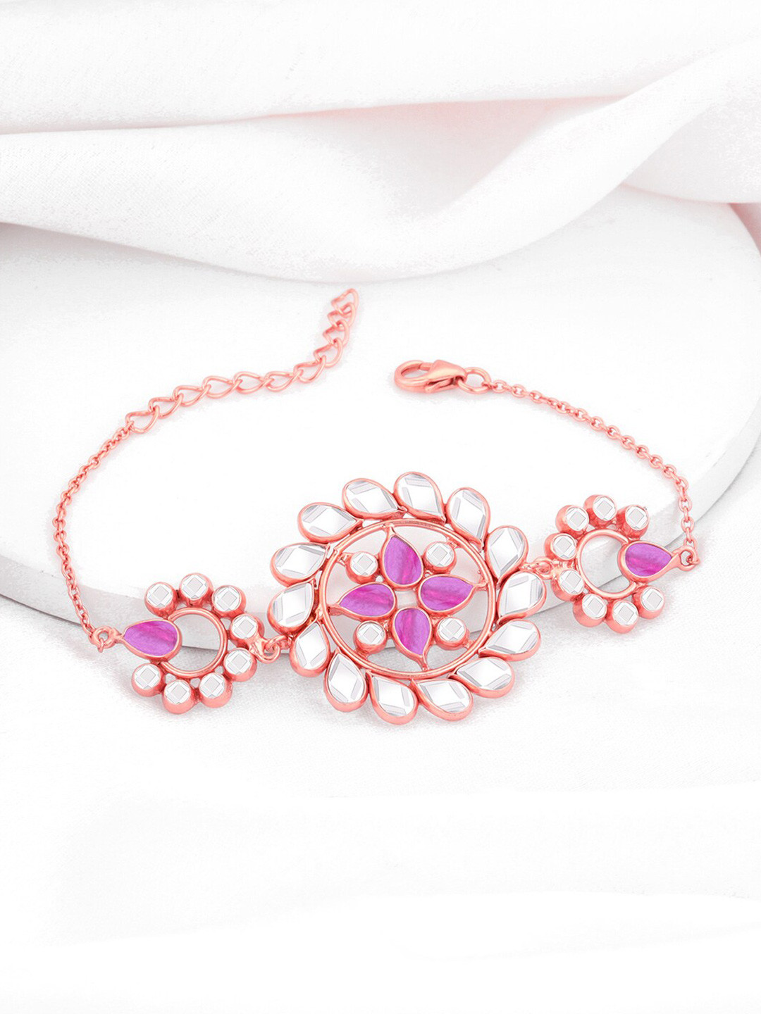 

GIVA Women 925 Sterling Silver Rose Gold-Plated Stones-Studded Wraparound Bracelet