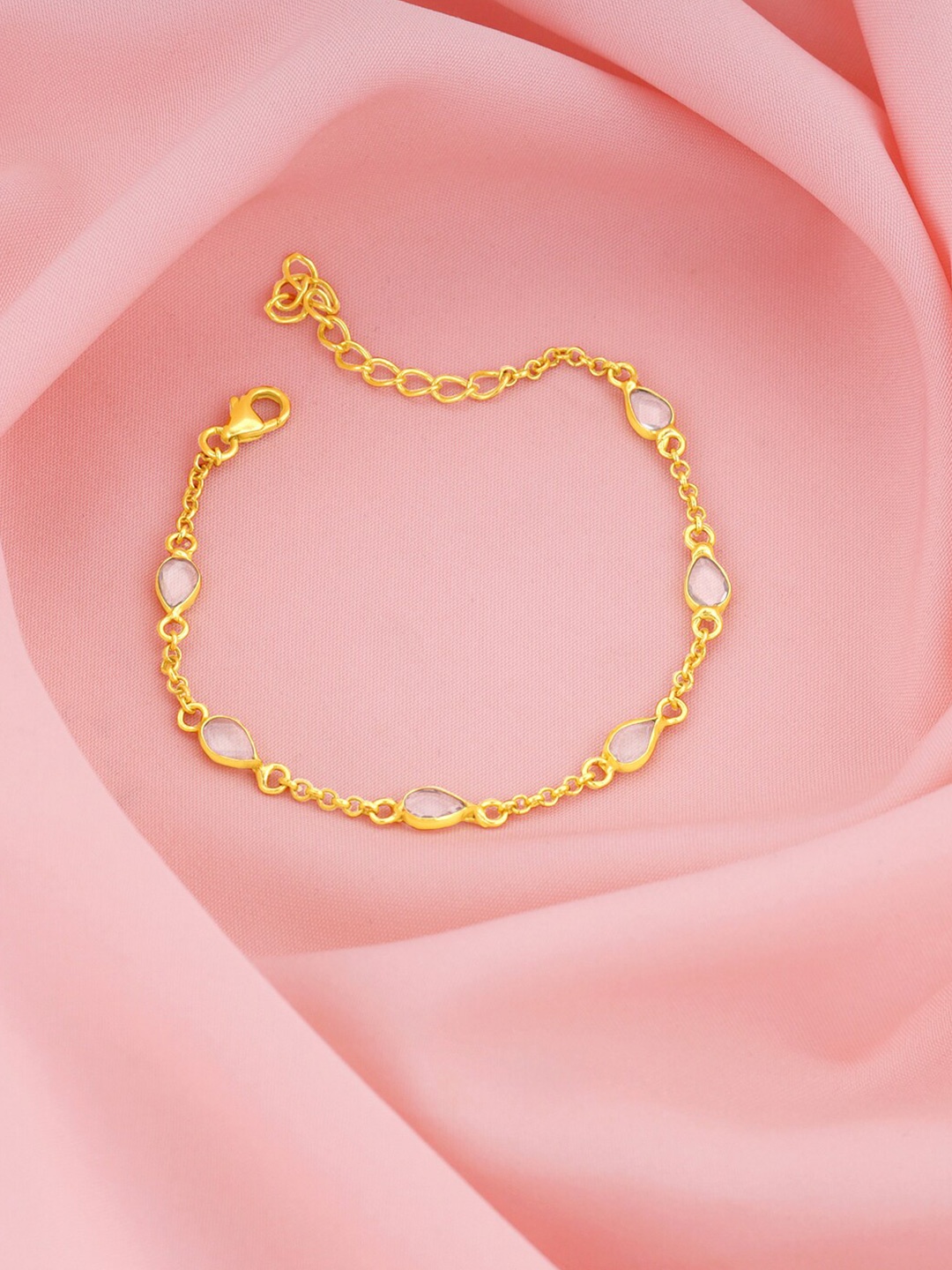 

GIVA Women Sterling Silver Gold-Plated Stones-Studded Wraparound Bracelet