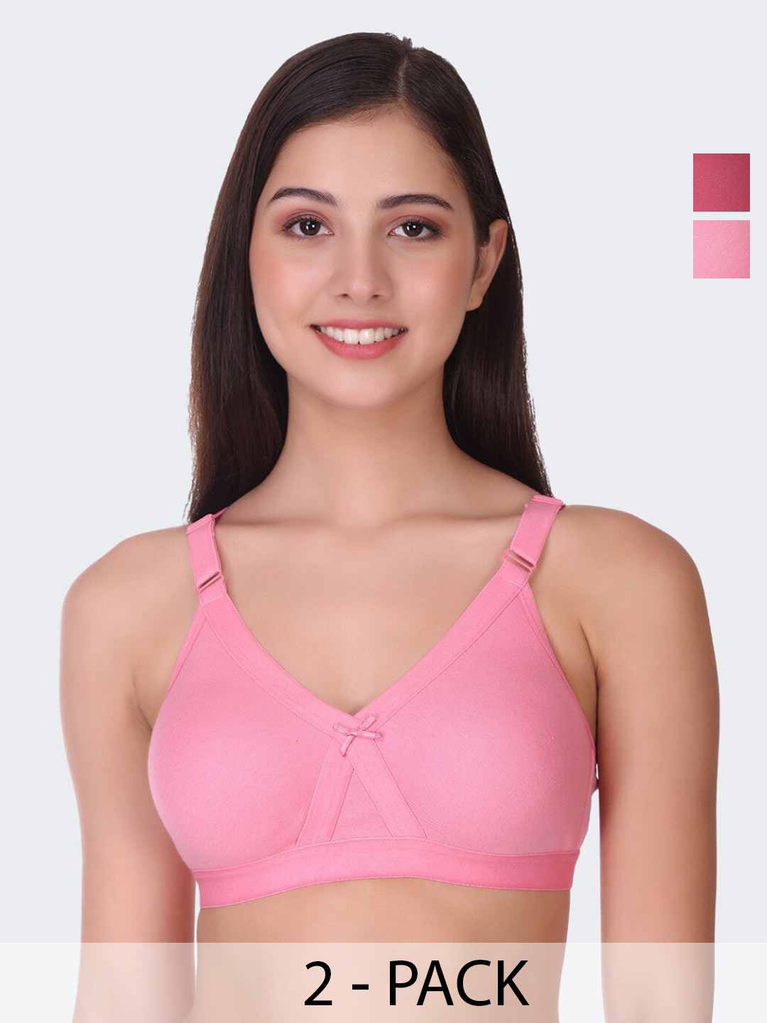 

POOJA RAGENEE Pack of 2 Full Coverage Bra with All Day Comfort, Pink