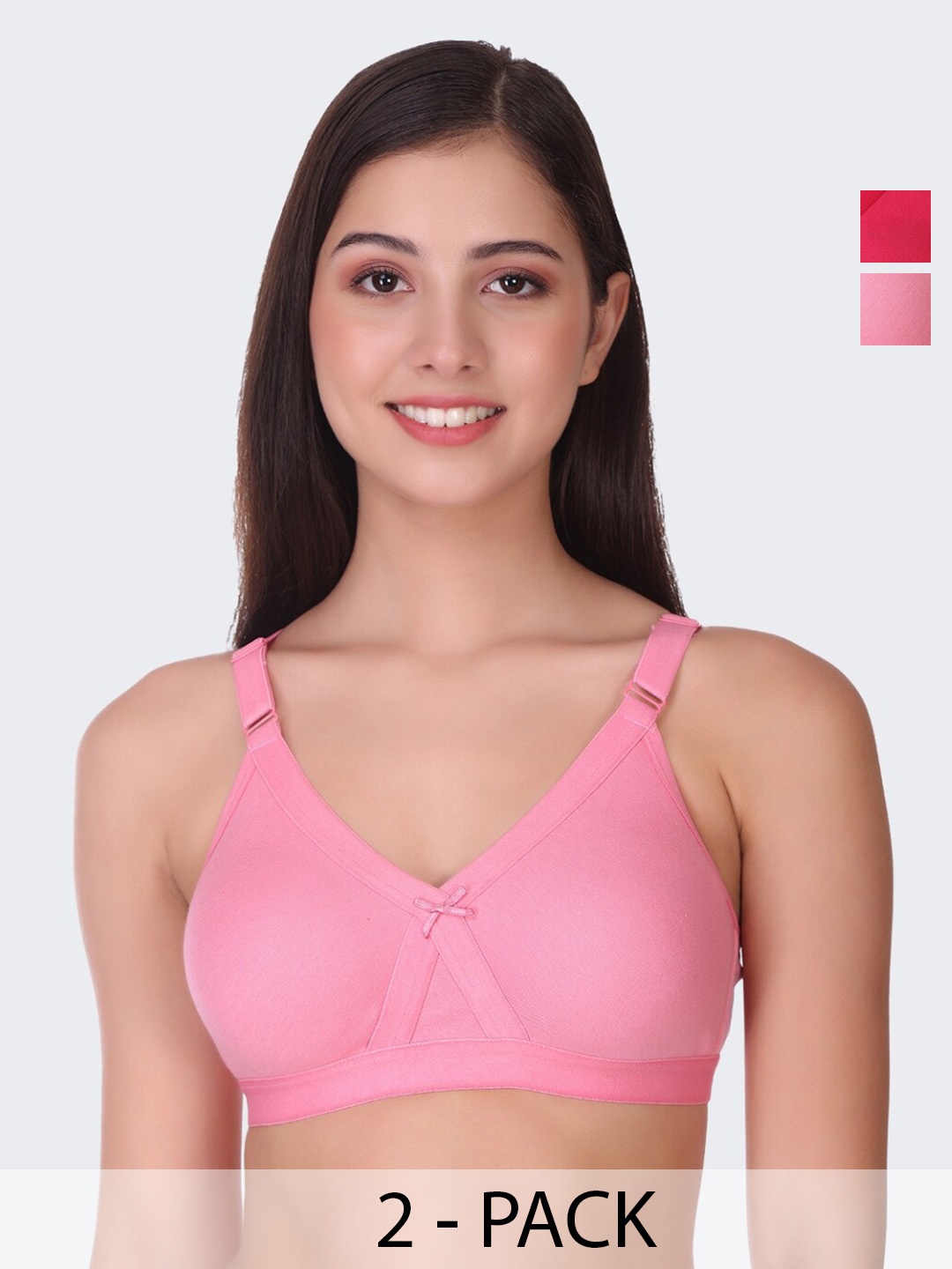 

POOJA RAGENEE Pack of 2 Full Coverage Bra with All Day Comfort, Pink