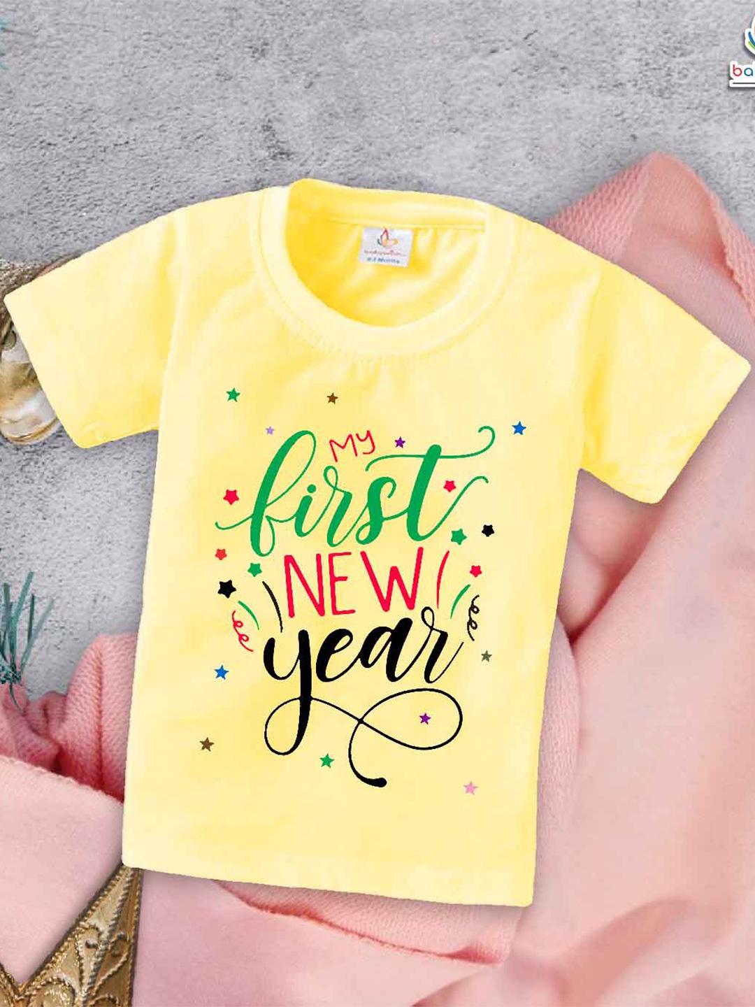 

Babywish Kids Typography Printed Relaxed Fit Cotton T-shirt, Yellow