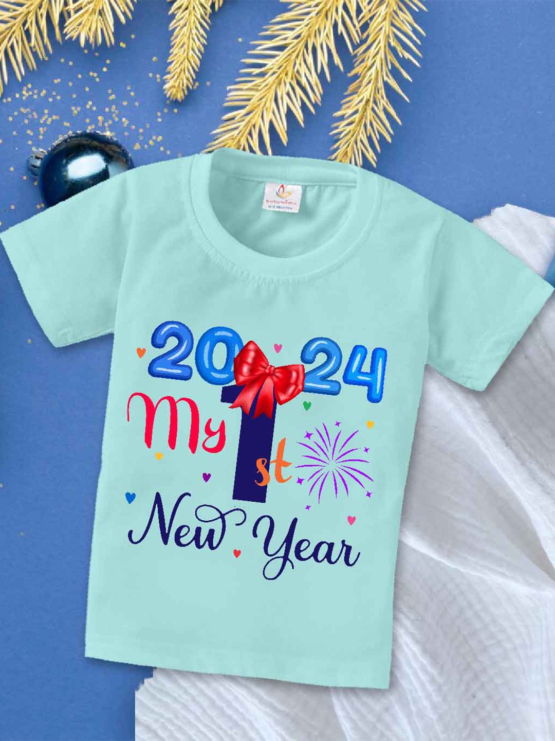 

Babywish Kids Typography Printed Relaxed Fit Cotton T-shirt, Sea green