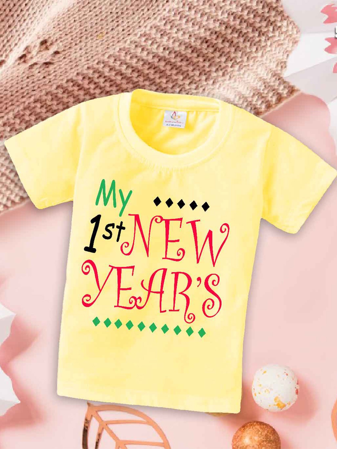 

Babywish Kids Typography Printed Relaxed Fit Cotton T-shirt, Yellow
