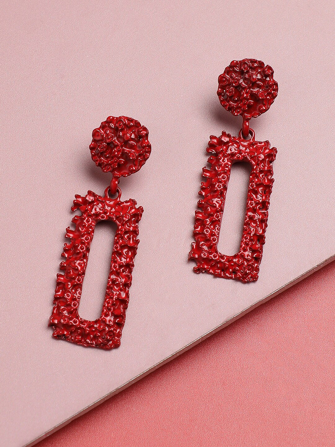 

Sangria Red Geometric Shaped Drop Earring