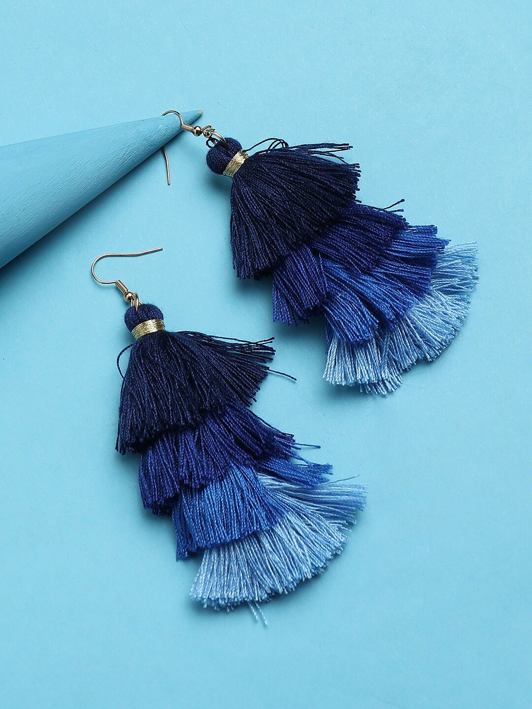 

Sangria Blue Gold Plated Drop Earrings