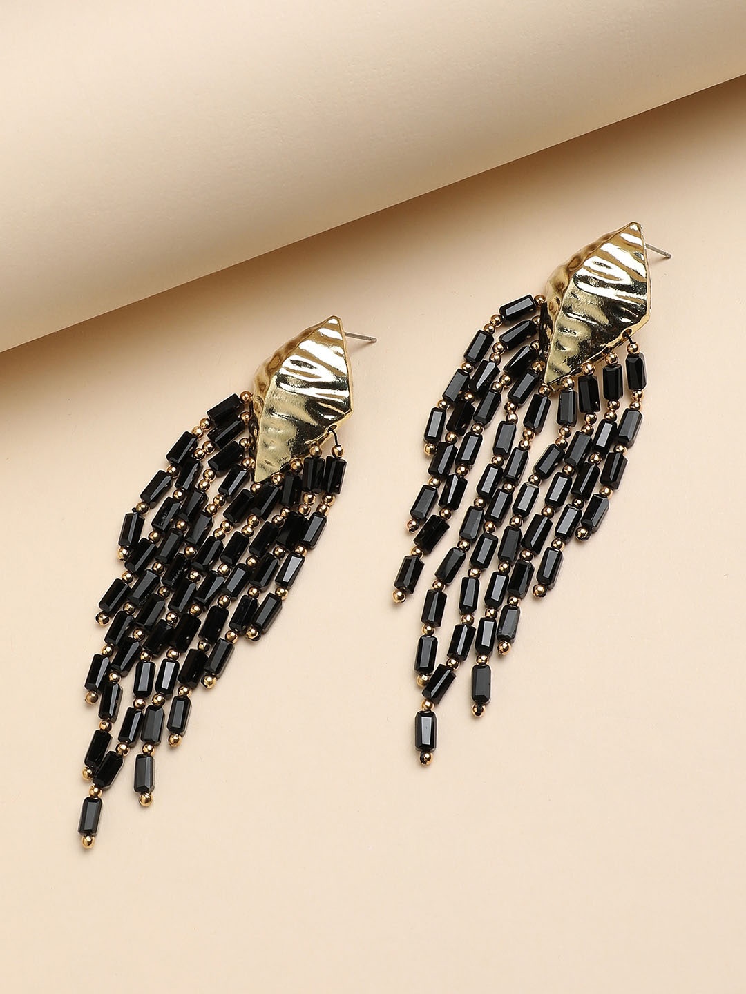 

Sangria Gold-Plated Contemporary Beaded Drop Earrings