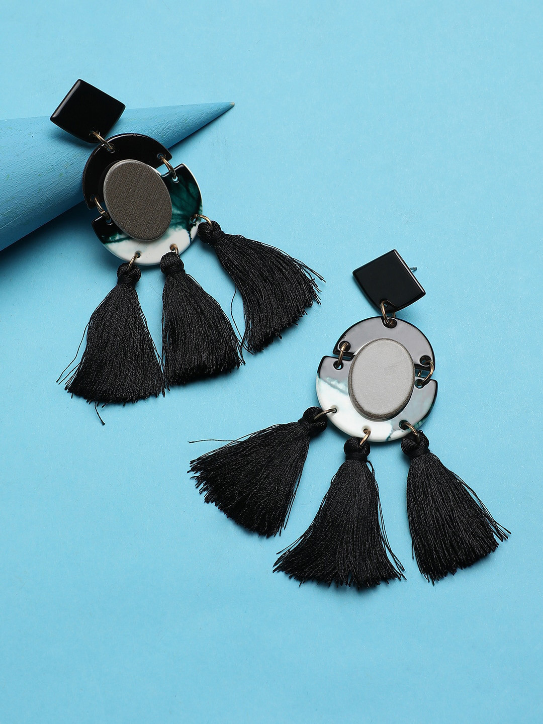 

Sangria Gold-Plated Classic Drop Earrings, Black