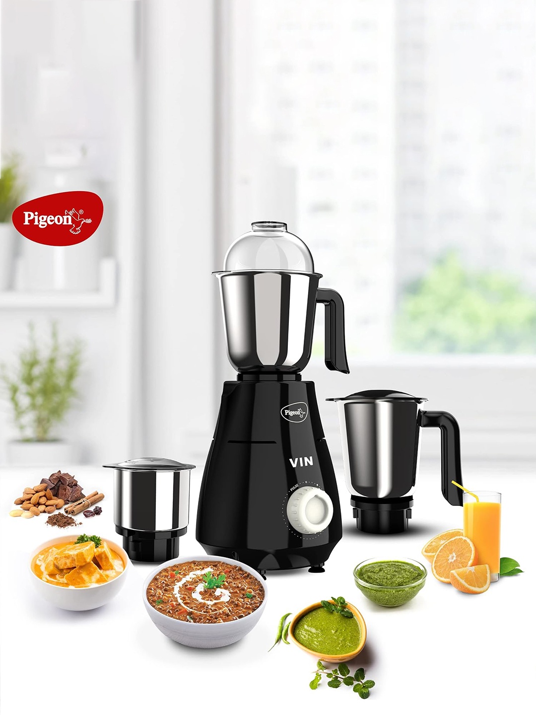 Pigeon Black 750-Watt 3 Jars Mixer Grinder