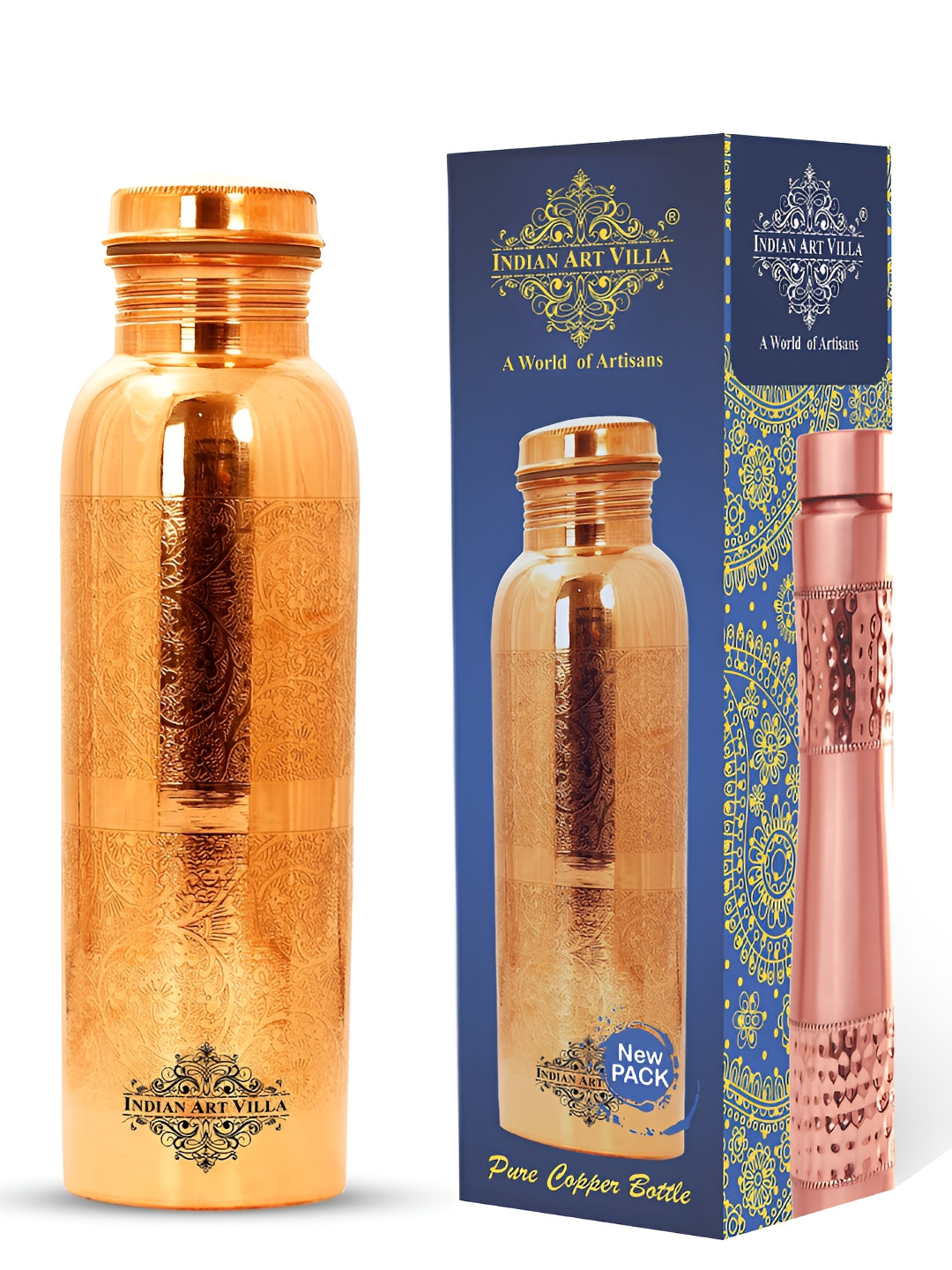 

INDIAN ART VILLA Copper Toned Single Wall Vacuum Water Bottle 650 ML