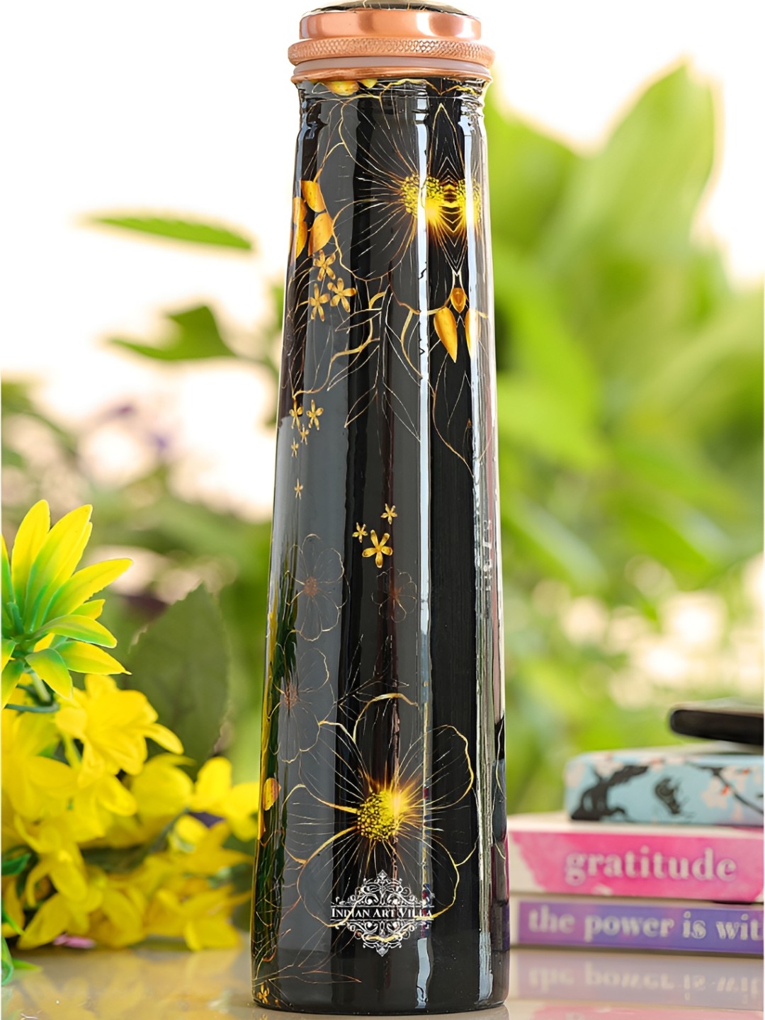 

INDIAN ART VILLA Black Printed Single Wall Vacuum Water Bottle 800 ML