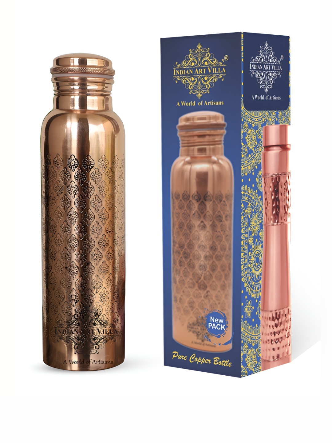 

INDIAN ART VILLA Copper Toned Single Wall Vacuum Water Bottle 1L