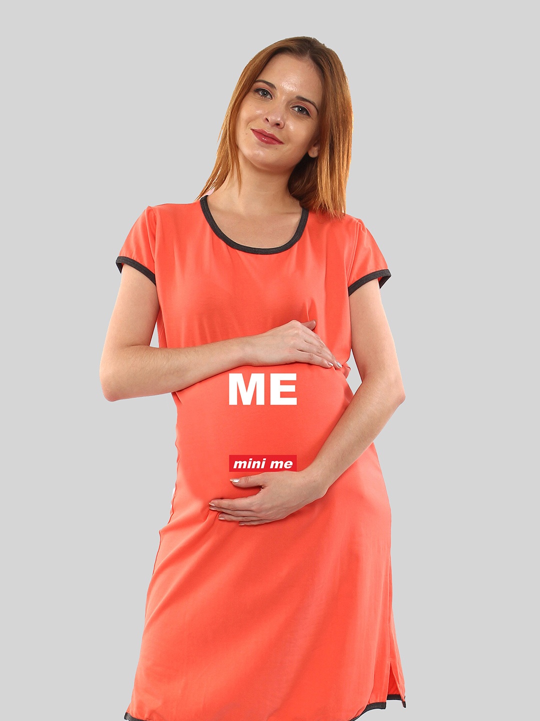 

SillyBoom Typography Printed Maternity T-shirt Dress, Orange