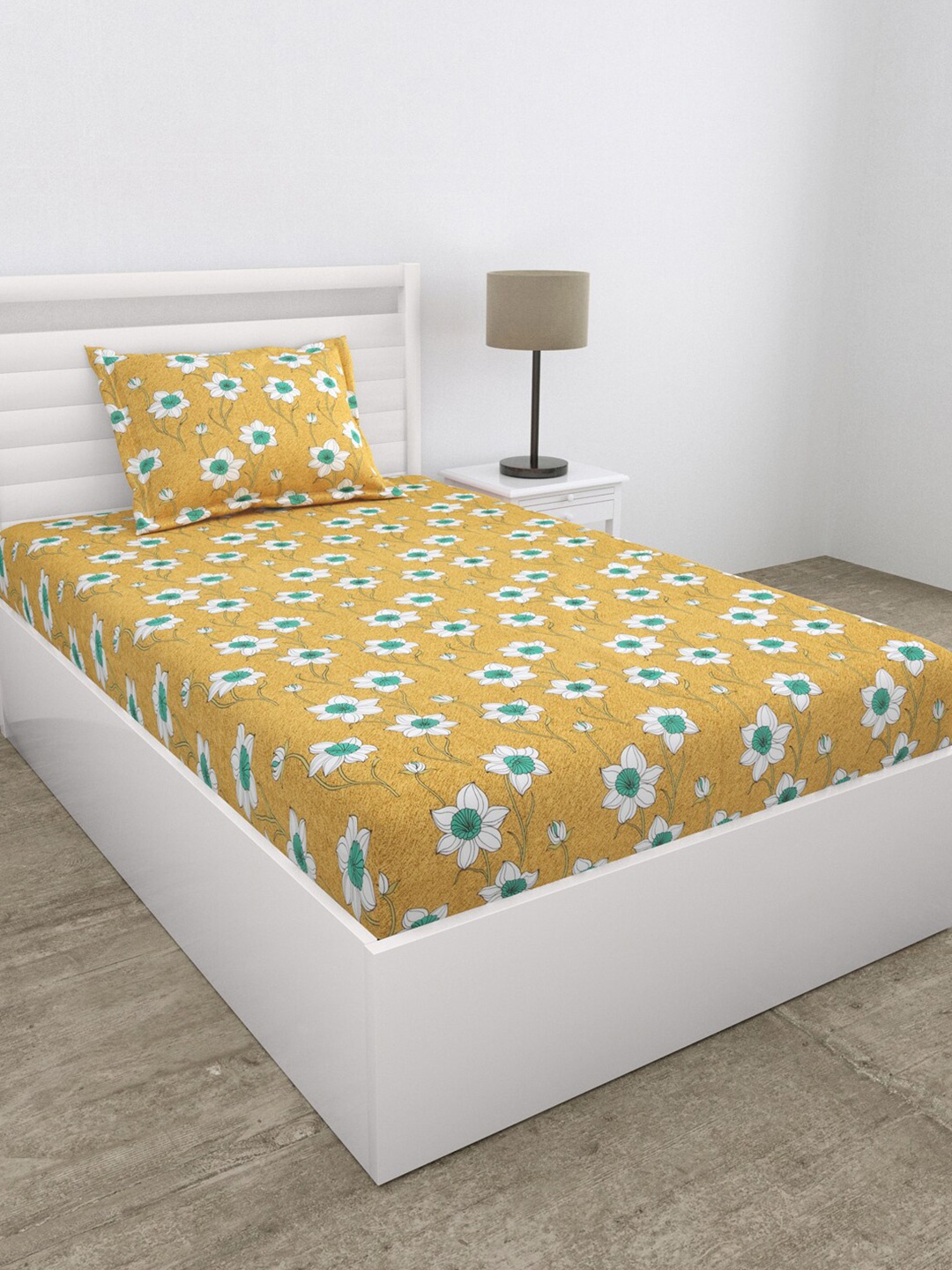 

EverHOME Yellow 144 TC Single Bedsheet with 2 Pillow Covers