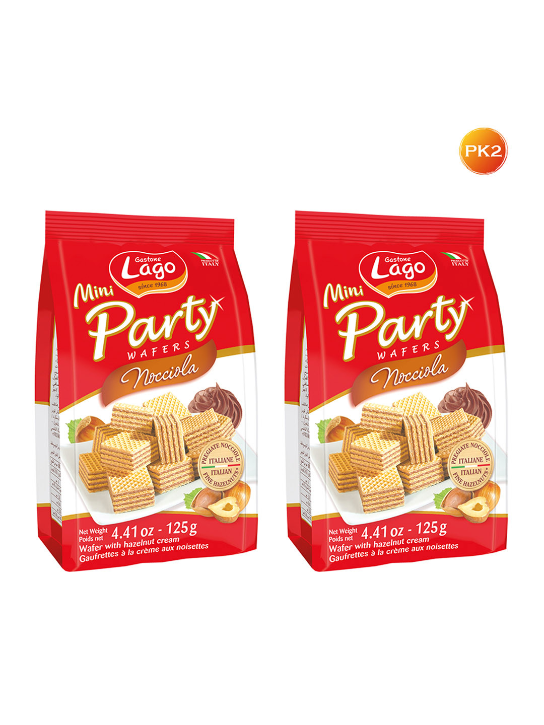 

Lago Set of 2 Mini Party Wafers Hazelnut Cream 250g, White