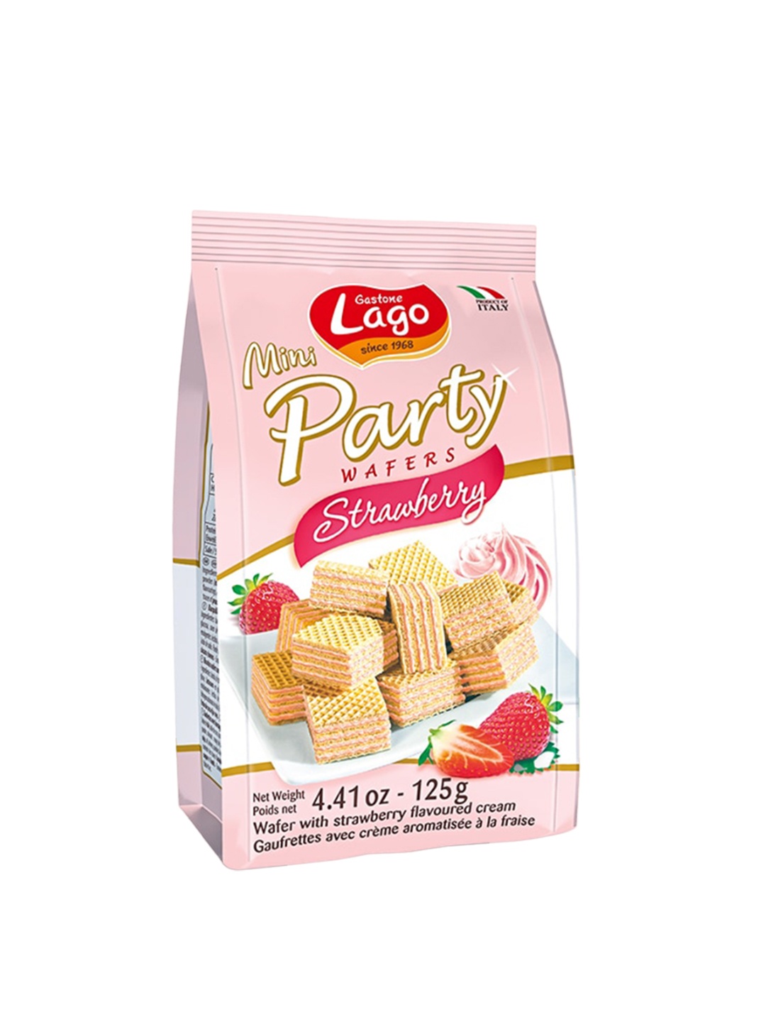 

Lago Mini Party Wafers Strawberry Cream 125g, White