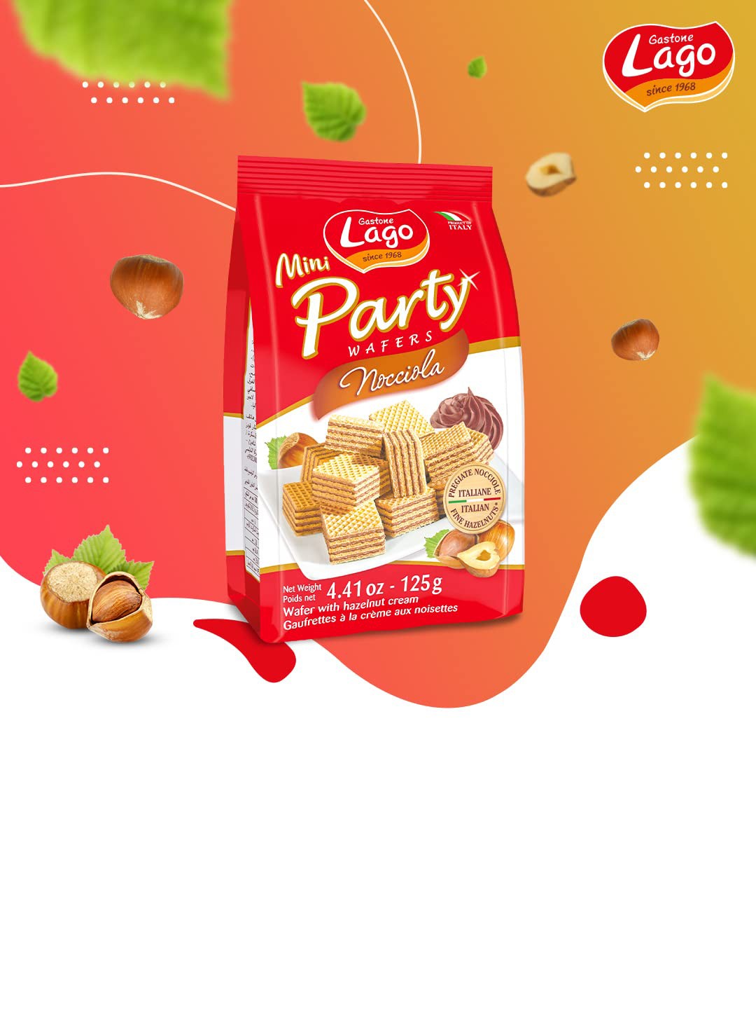 

Lago Mini Party Wafers Hazelnut Cream, White