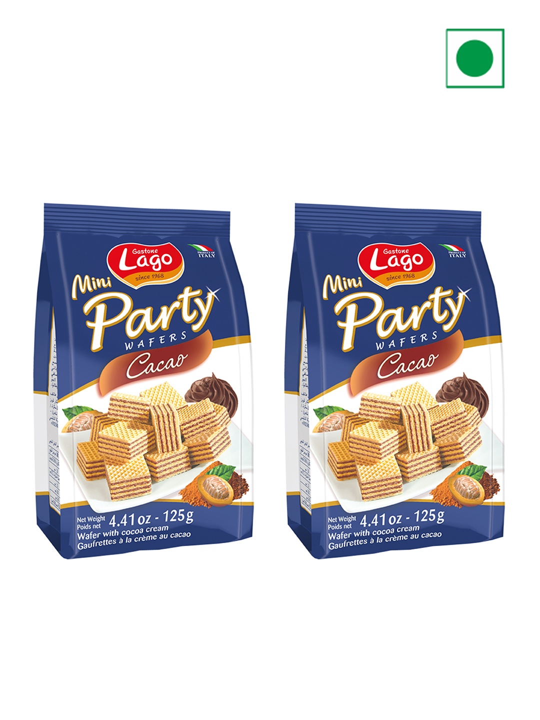 

Lago Set Of 2 Mini Party Wafers Cocoa Cream 250 Gm Each, White