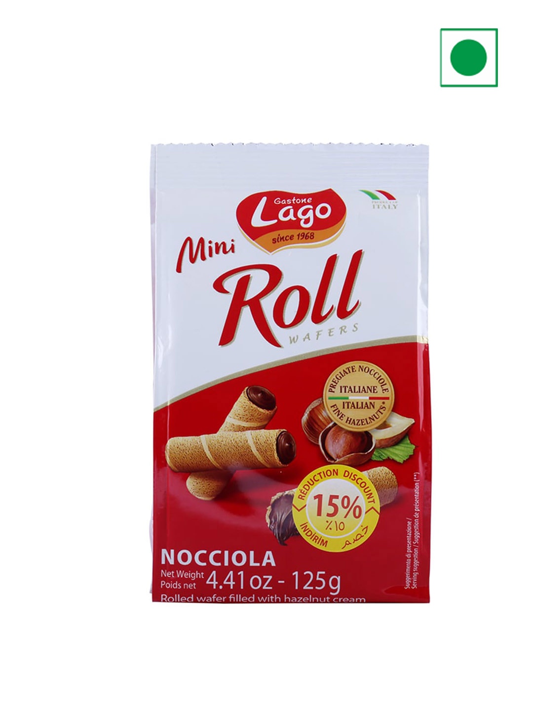 

Lago Mini Roll Hazelnut 125 Gm, White