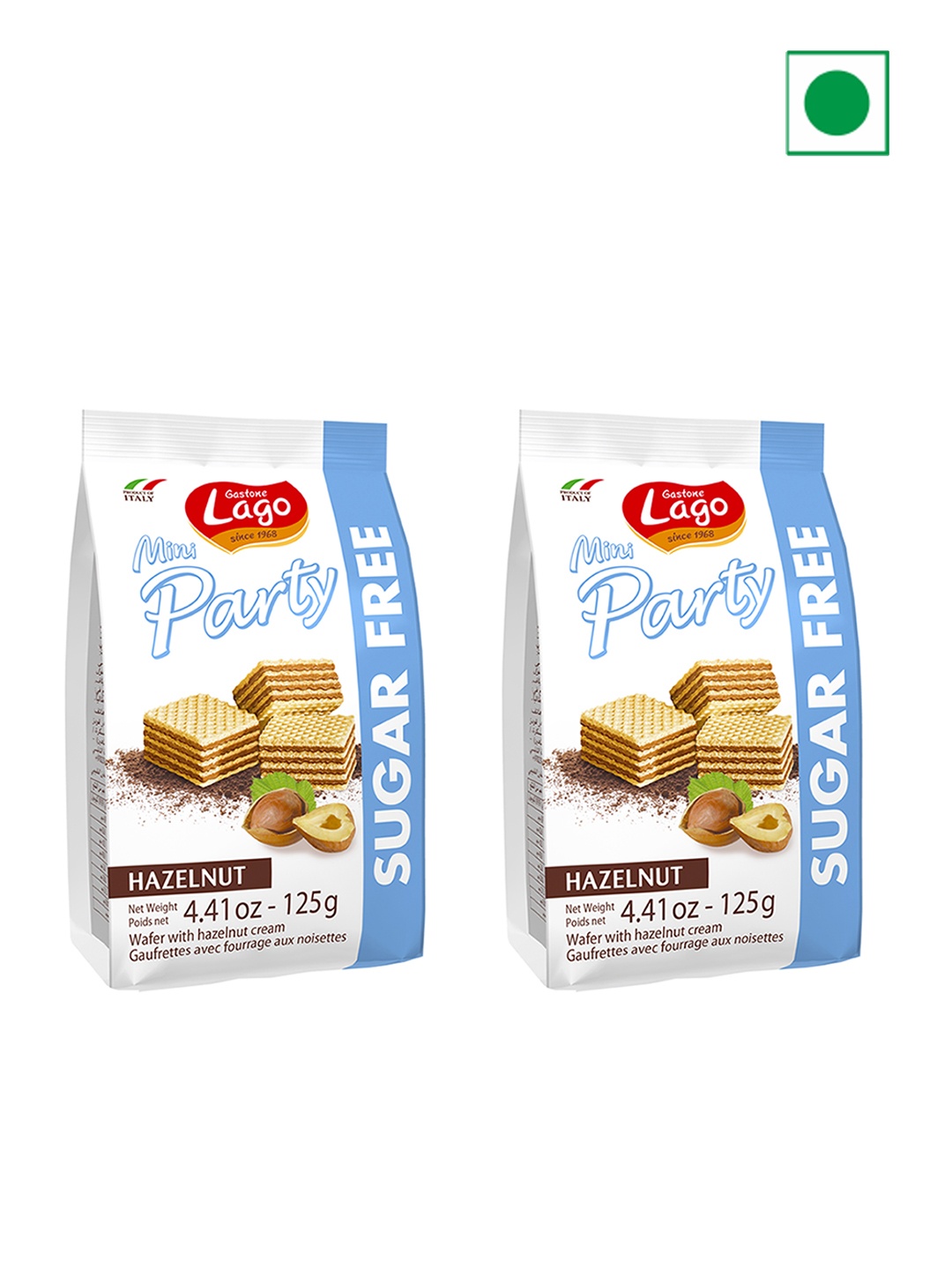 

Lago Pack Of 2 Lago Mini Party Wafers Hazelnut Cream Sugar Free 250g, White
