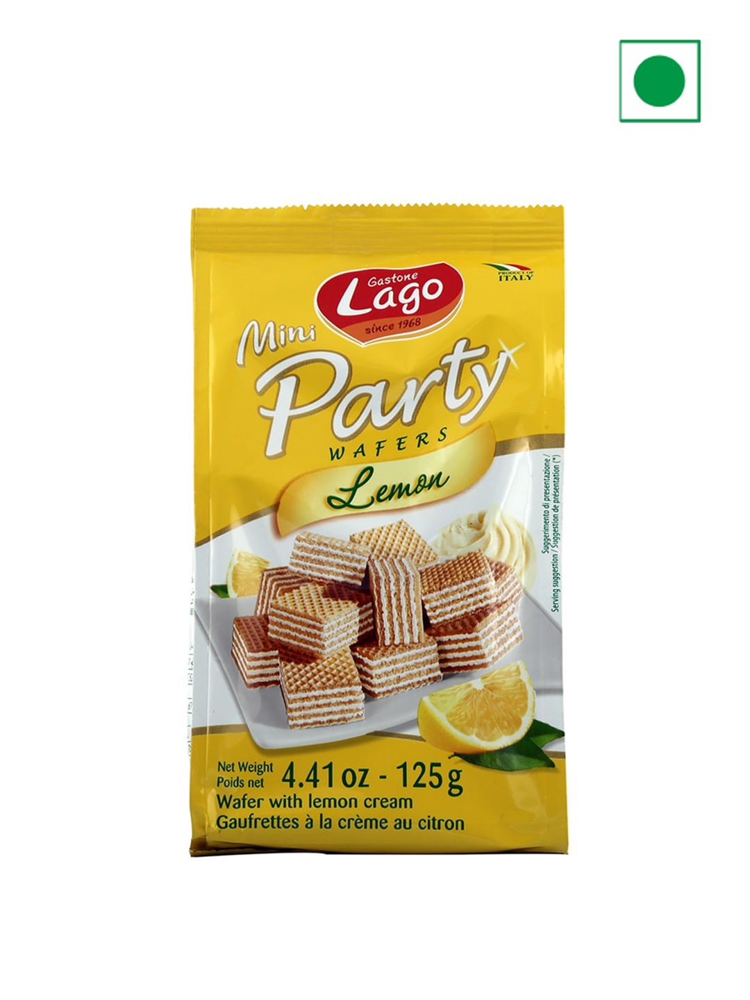 

Lago Mini Party Wafers Lemon Cream-125gms, White