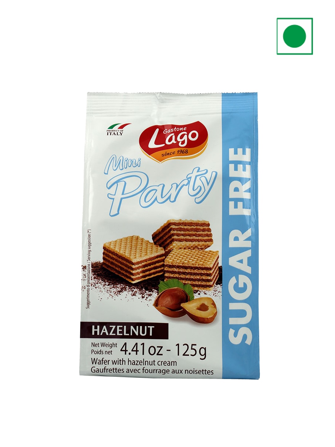 

Lago Mini Party Wafers Hazelnut Cream Sugar-Free 125gms, White
