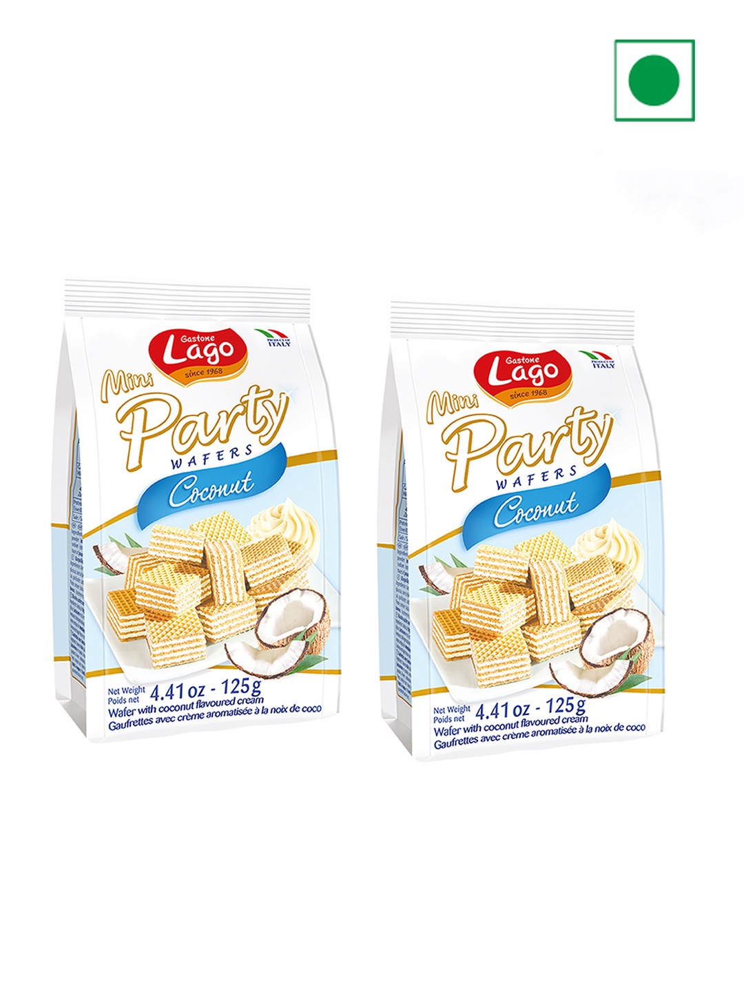 

Lago Set Of 2 Mini Party Wafers Coconut Cream -250 gms, White