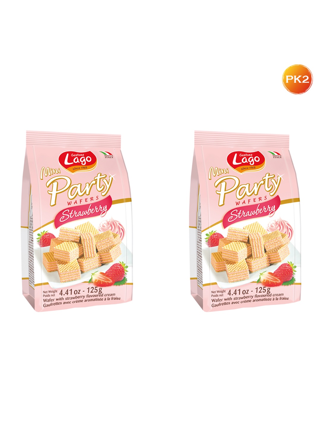 

Lago Set Of 2 Mini Party Wafers Strawberry Cream 250g, White