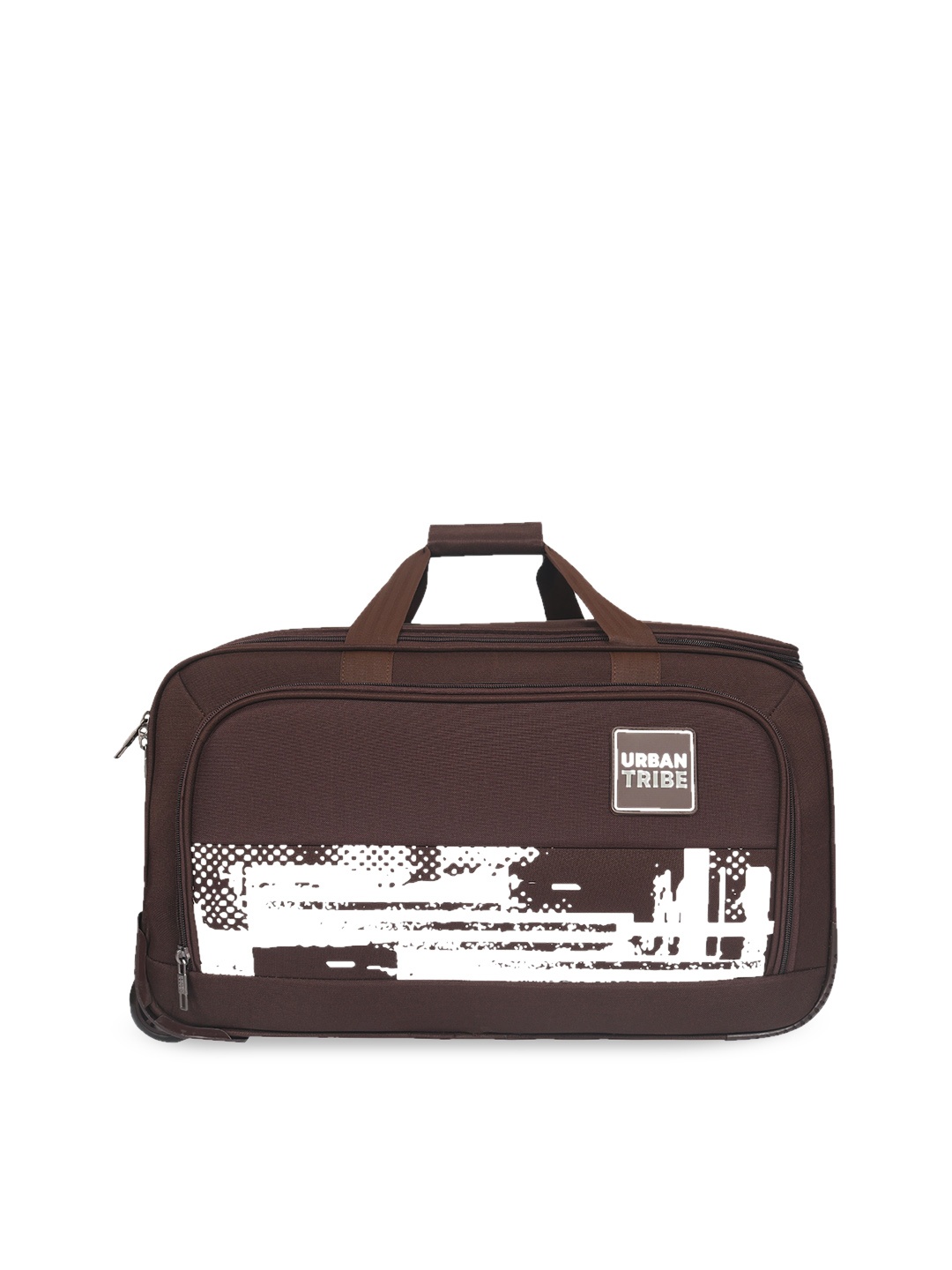

URBAN TRIBE Printed Soft-Sided Large Duffel Trolley Bag, Brown