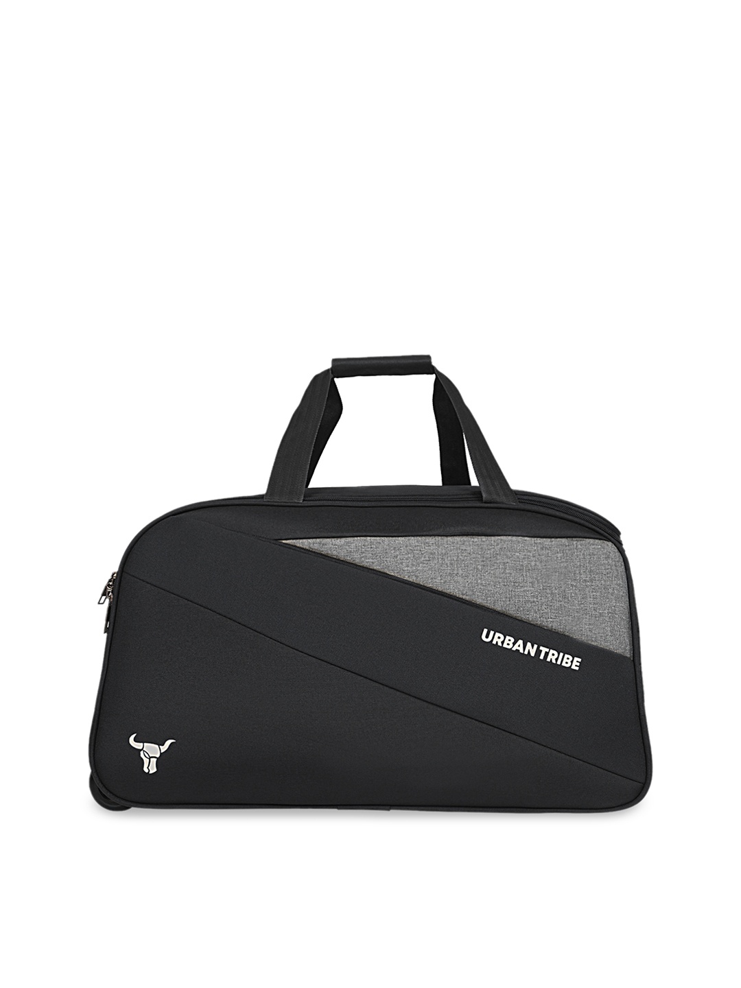 

URBAN TRIBE Colourblocked Soft-Sided Medium Duffel Trolley Bag, Black
