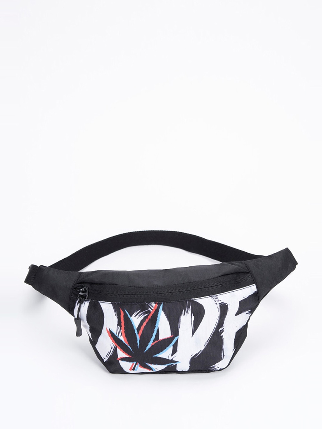 

Bewakoof Graphic-Printed Waist Pouch, Black