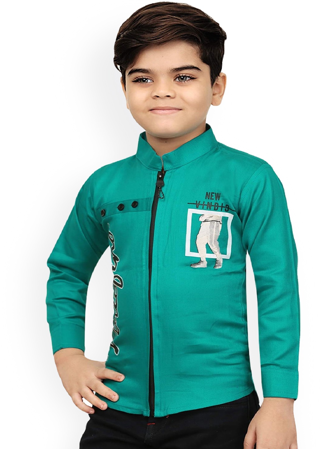 

BAESD Boys Graphic Printed Lightweight Open Front Jacket, Green