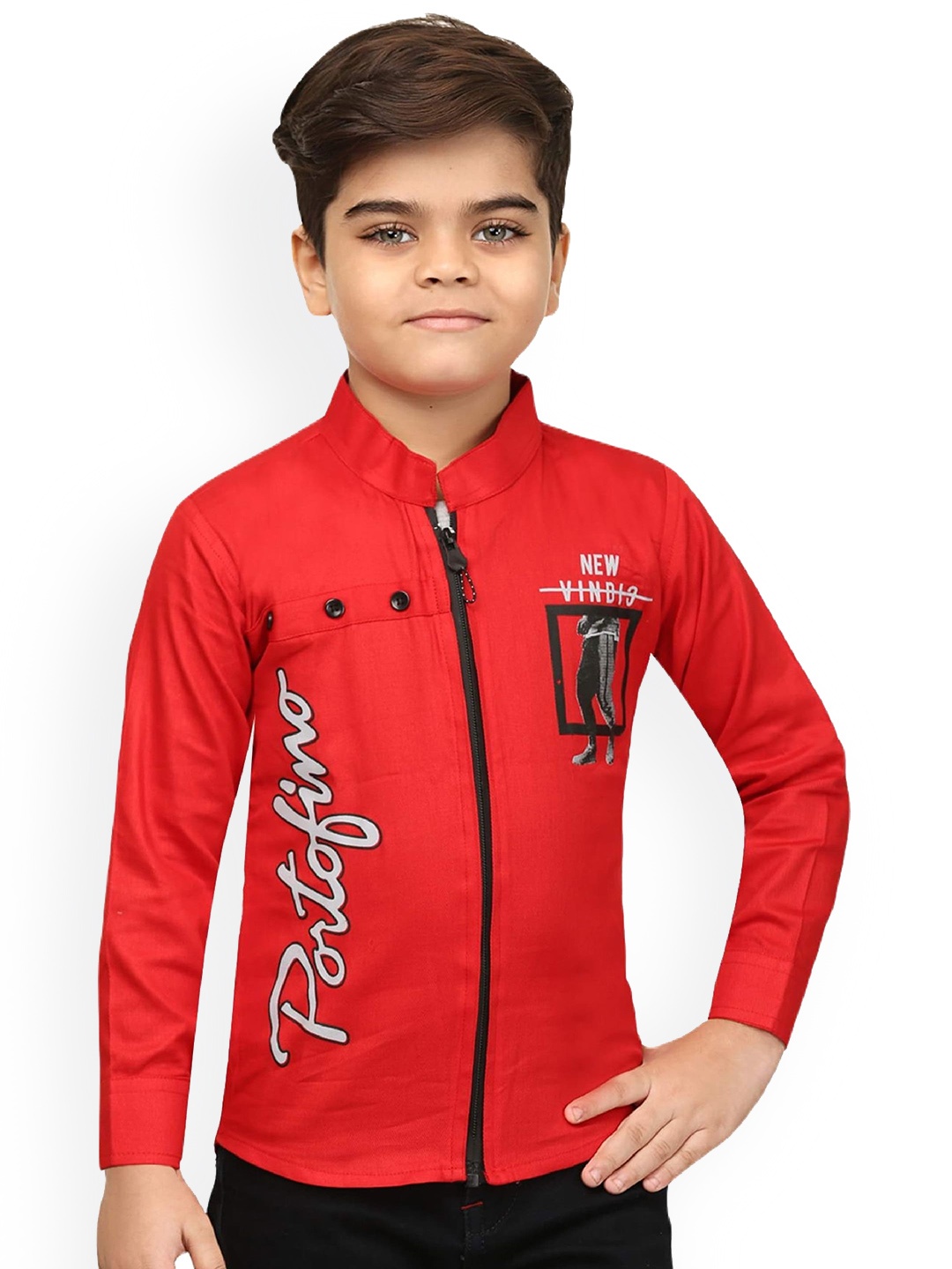 

BAESD Boys Graphic Printed Lightweight Open Front Jacket, Red