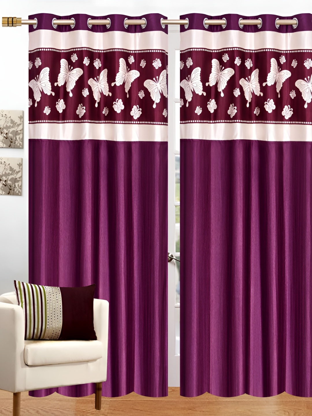 

Ville Style Purple & White 2 Pieces Room Darkening Door Curtains