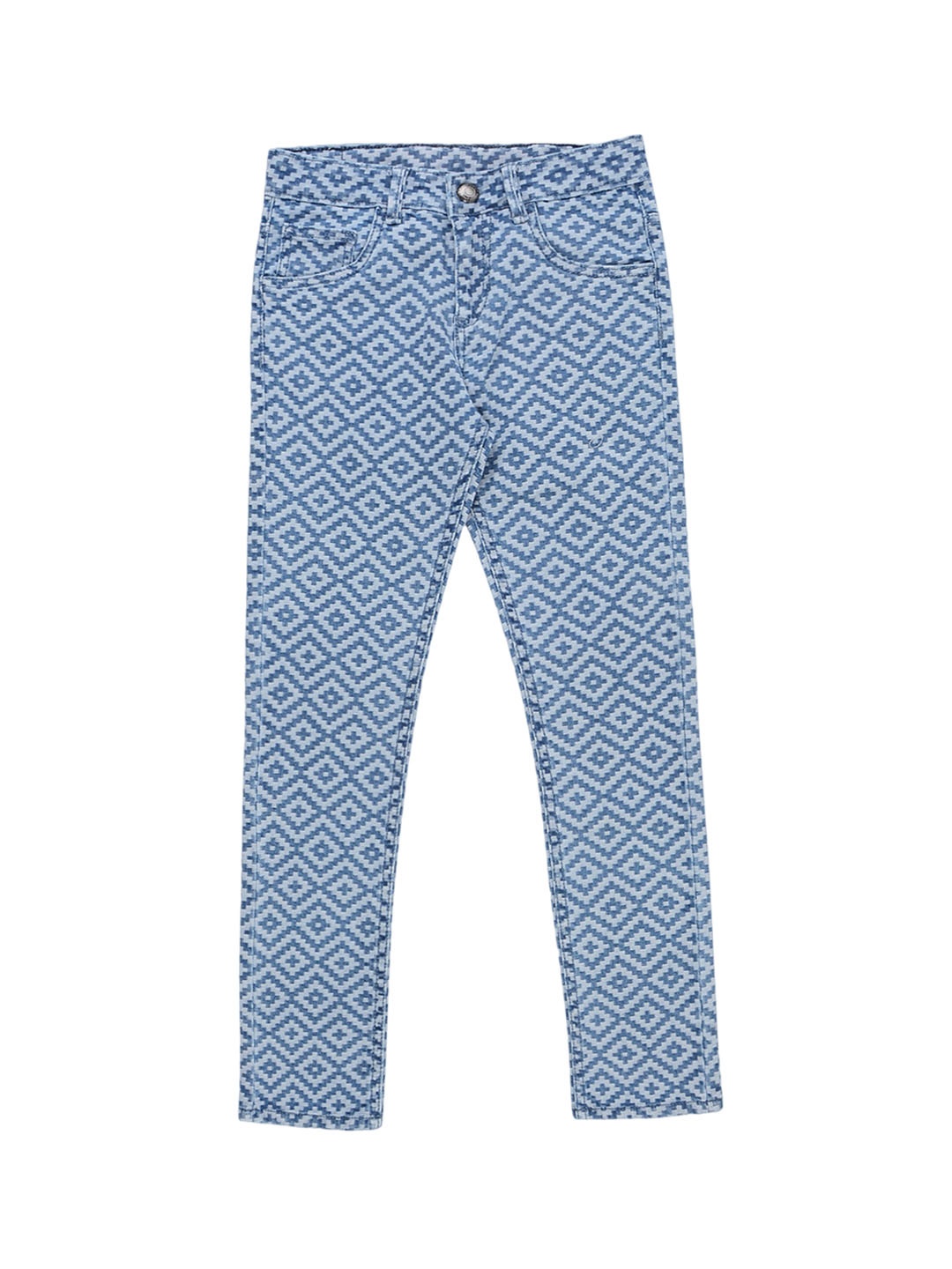 

Jean Cafe Girls Jean Lights Shade Slim Fit Printed Pure Cotton Jeans, Blue