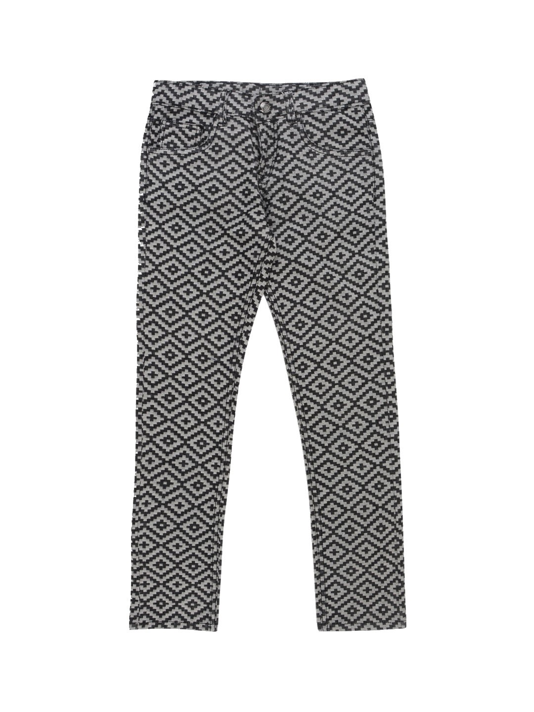 

Jean Cafe Girls Geometric Printed Pure Cotton Slim Fit Jeans, Grey
