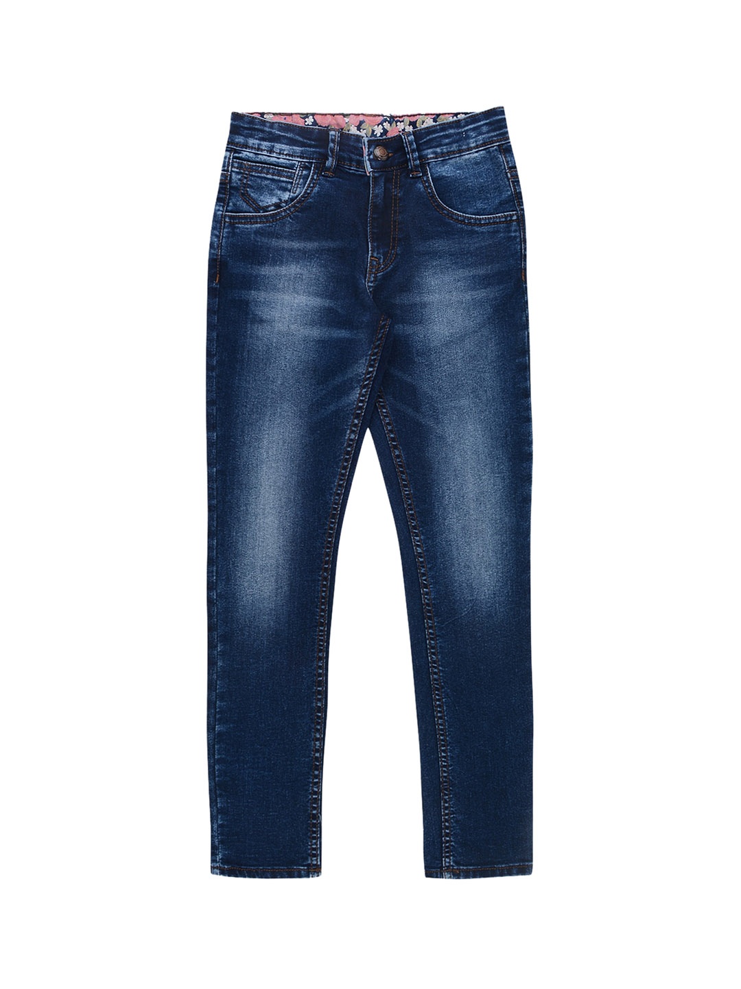 

Jean Cafe Girls Jean Slim Fit Mid-Rise Heavy Fade Pure Cotton Jeans, Blue