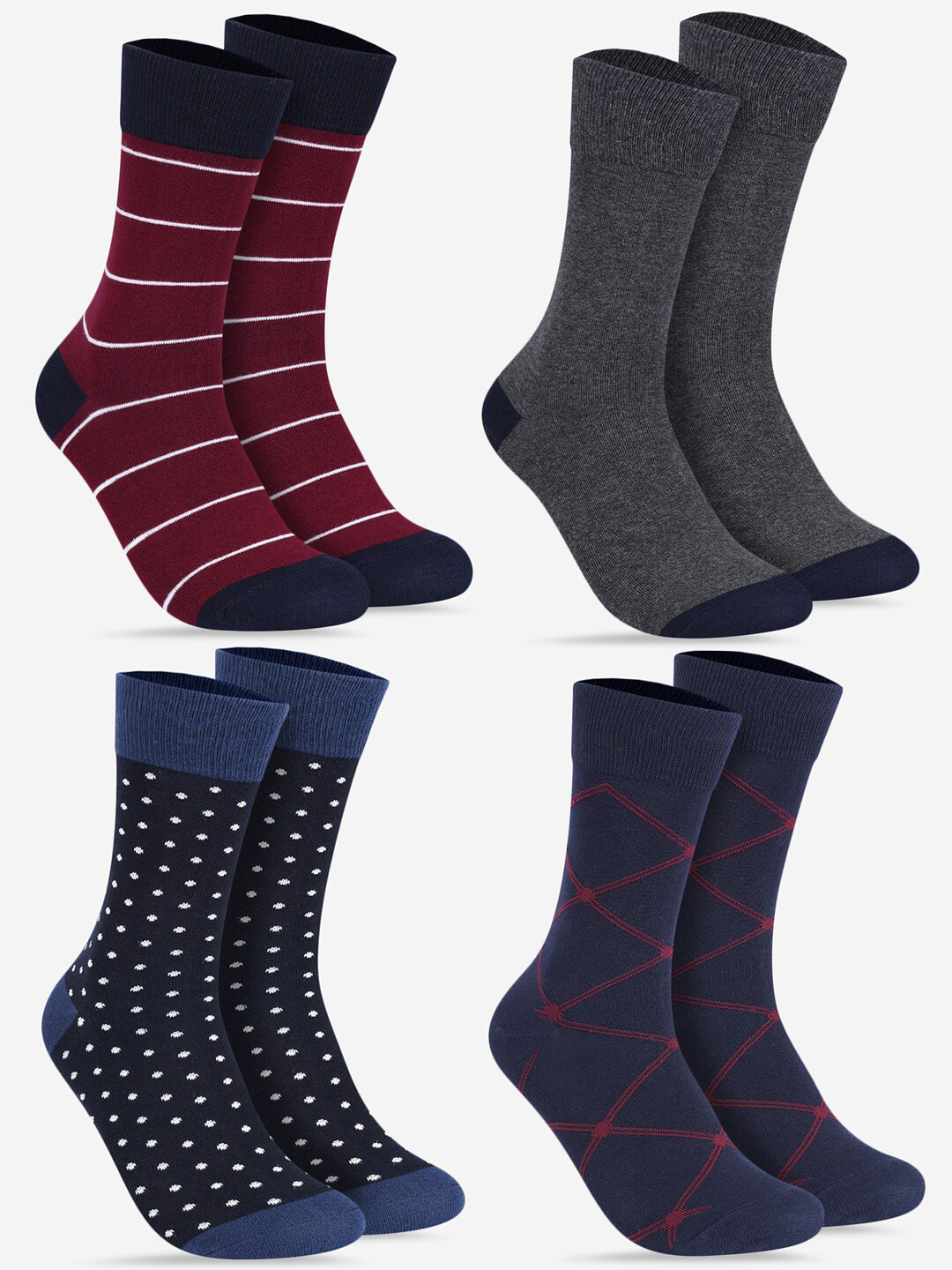 

TOFFCRAFT Unisex Pack of 4 Cotton Calf Length Socks, Maroon