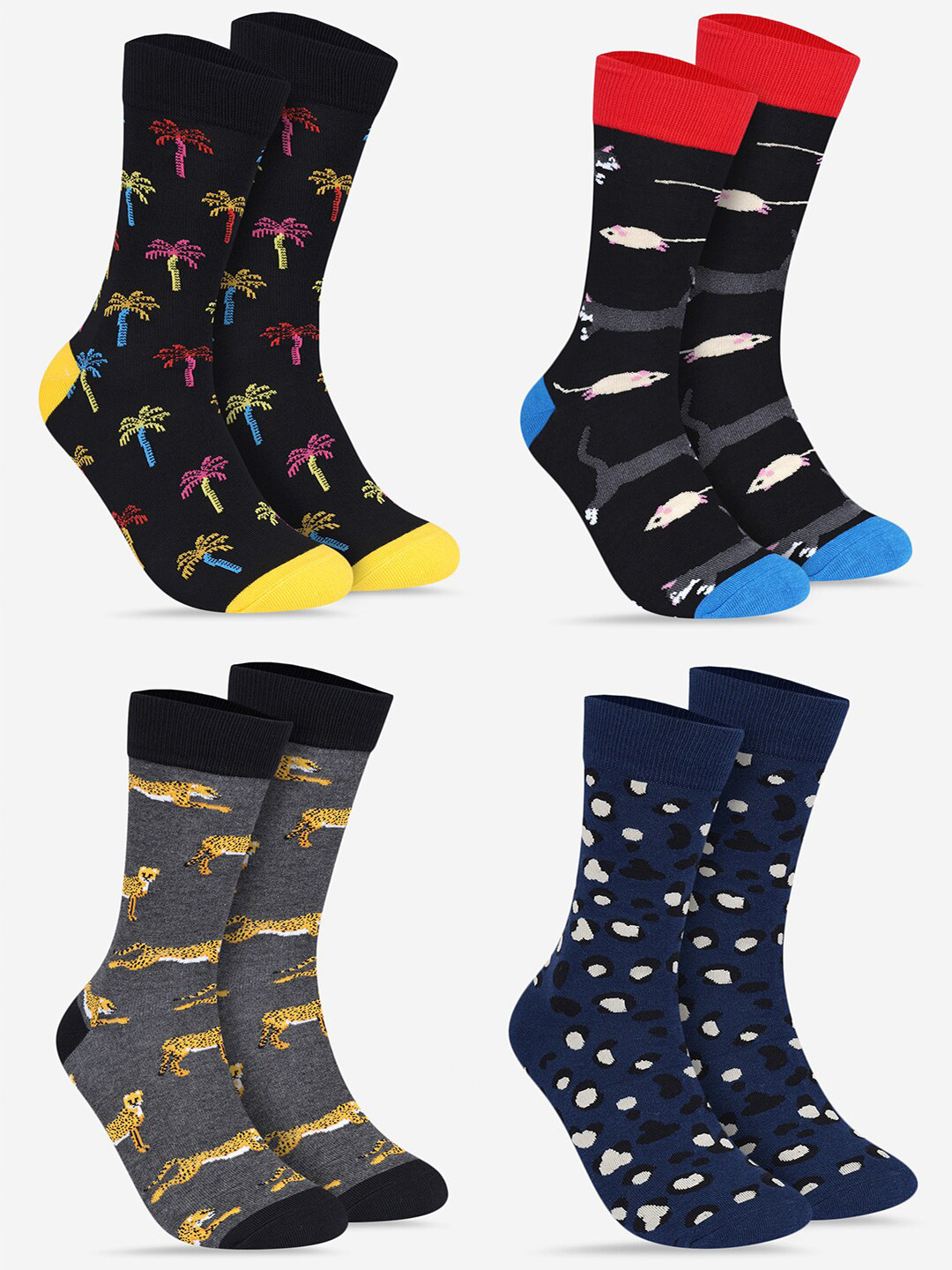 

TOFFCRAFT Unisex Pack of 4 Cotton Calf Length Socks, Black